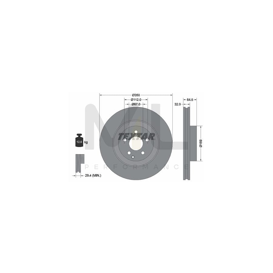 TEXTAR PRO 92240103 Brake Disc Internally Vented, Perforated, Coated, without wheel hub, without wheel studs  - 1 piece