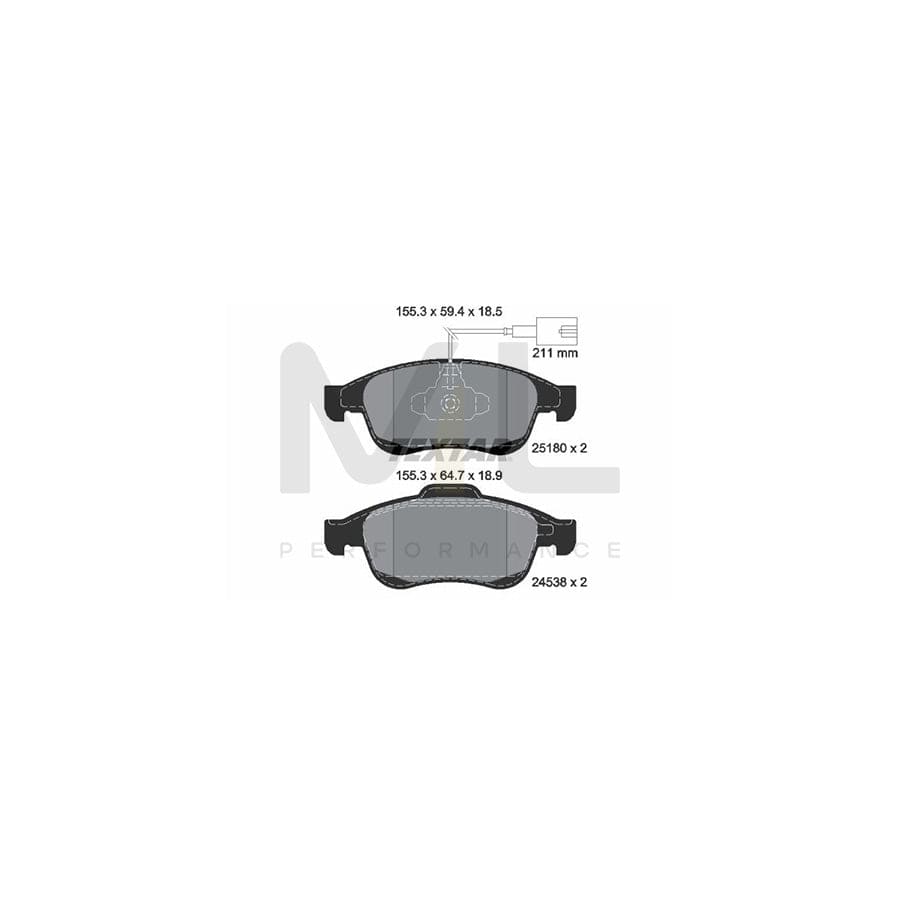 TEXTAR 2518001 Brake pad set for ALFA ROMEO GIULIETTA with integrated wear warning contact