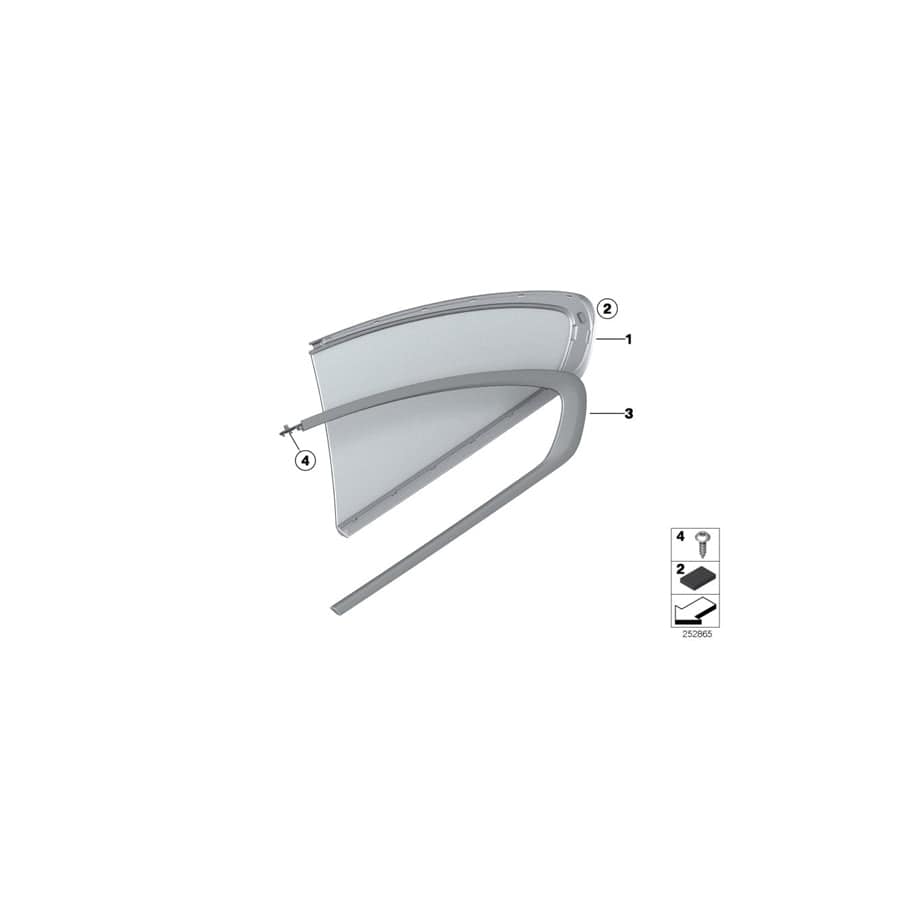 Genuine BMW 51357255592 F13 Cover, Side Window, Right GLANZSCHWARZ (Inc. 650i, 640iX & 640dX)