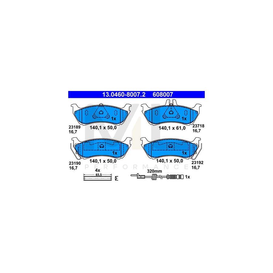 ATE 13.0460-8007.2 Brake pad set suitable for MERCEDES-BENZ ML-Class (W163) incl. wear warning contact