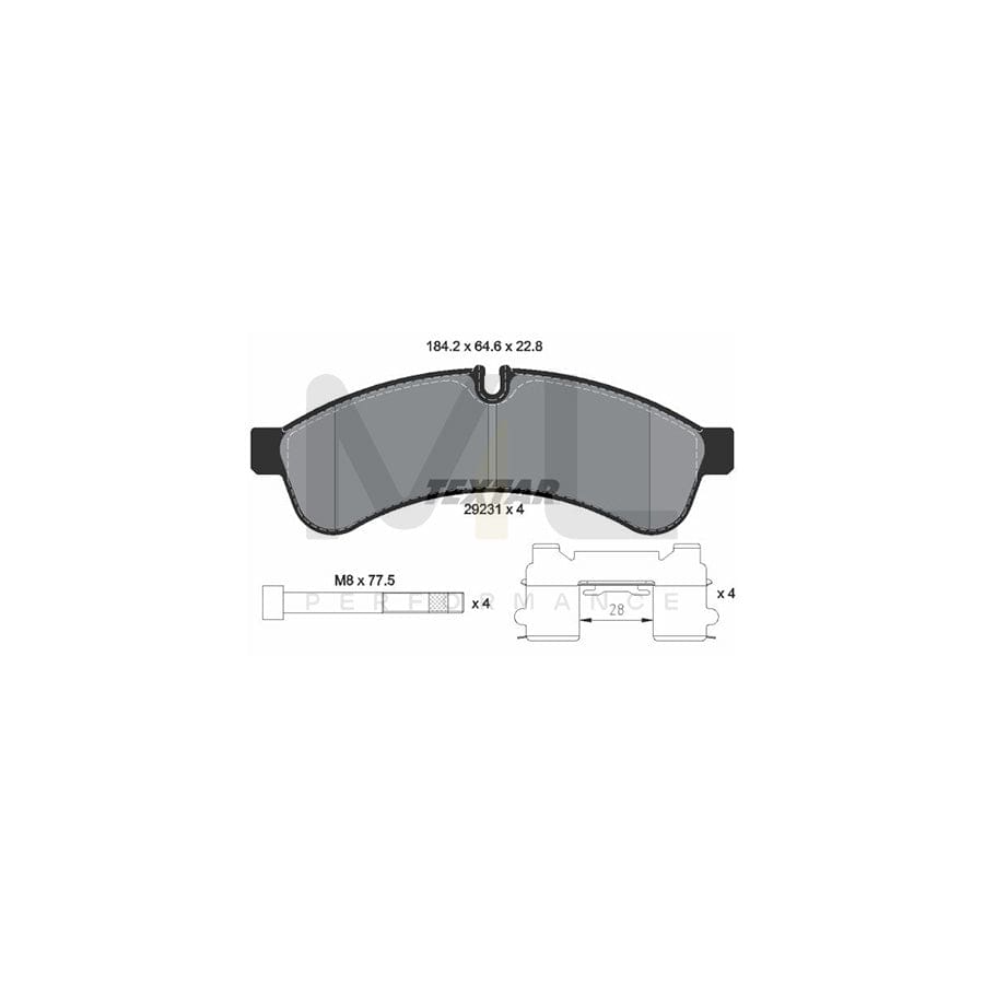 TEXTAR 2923101 Brake pad set for IVECO Daily prepared for wear indicator, with brake caliper screws, with accessories