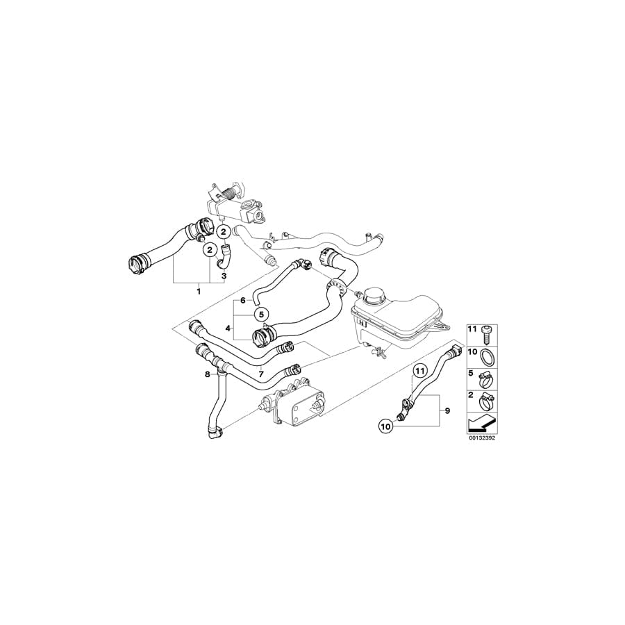 Genuine BMW 11533401058 E83 E83 Coolant Hose (Inc. X3 3.0d)