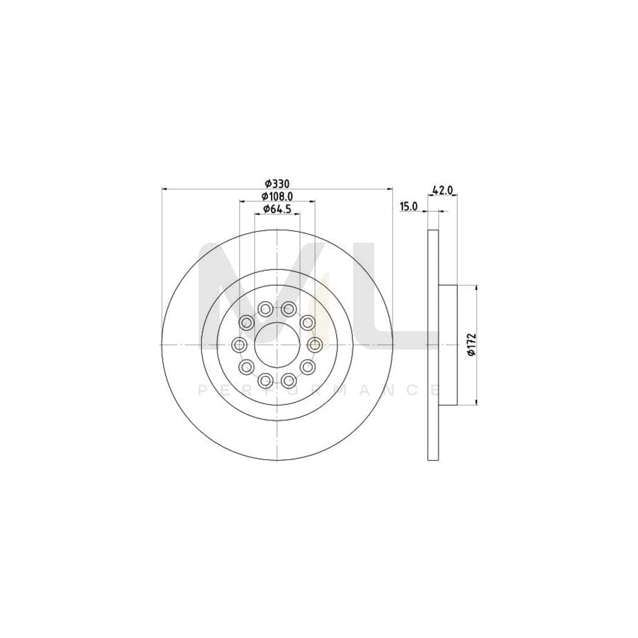HELLA PRO 8DD 355 116-711 Brake Disc Solid, Coated, without wheel hub, without wheel studs | ML Performance Car Parts