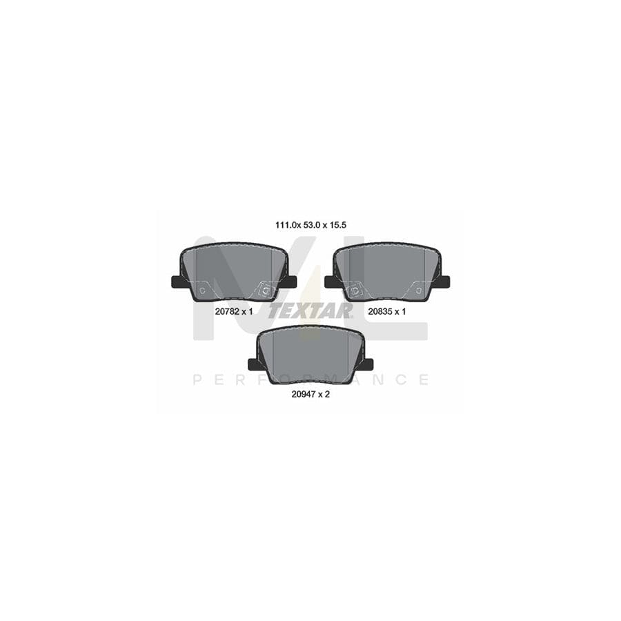 TEXTAR 2078201 Brake pad set for SSANGYONG Rexton (Y400) with acoustic wear warning