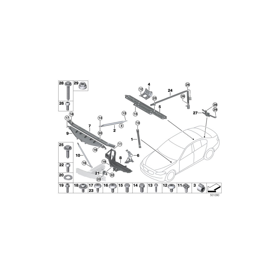 Genuine BMW 51717180316 F13 Crossbrace, Rear Right (Inc. 750iX, M5 & 730d)