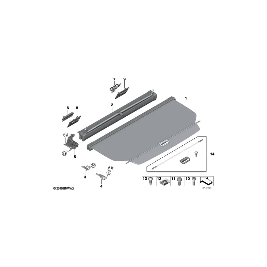 Genuine BMW 51477268030 F31 Bracket, Cover/Partition Blind, Right (Inc. 340i, 335iX & 335i)
