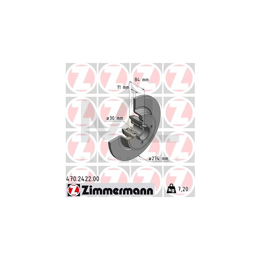 ZIMMERMANN 470.2422.00 Brake Disc for RENAULT Grand Sc???nic II (JM) Solid, with ABS sensor ring, with wheel bearing  - 1 piece