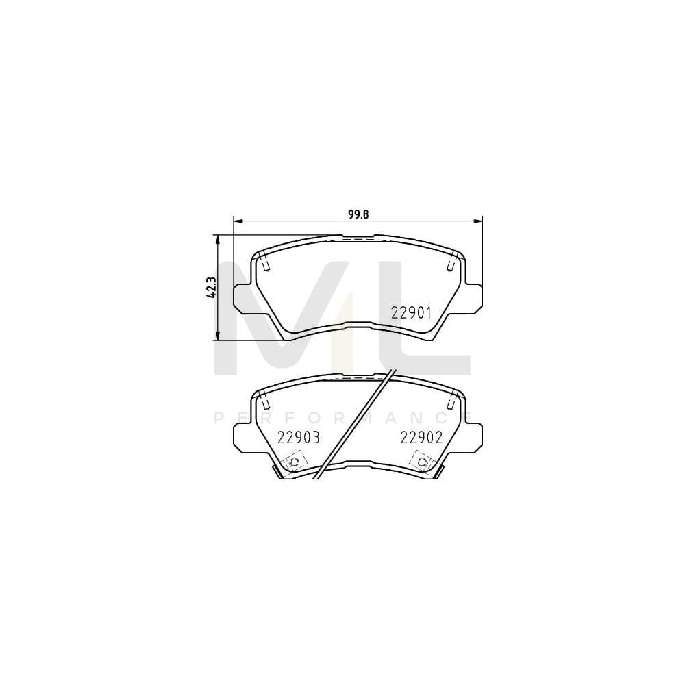 Hella 8DB 355 037-921 Brake Pad Set For Kia Picanto Incl. Wear Warning Contact, With Accessories | ML Performance Car Parts