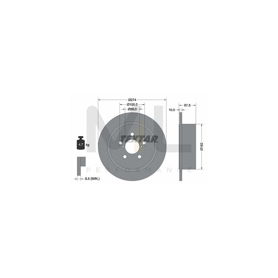TEXTAR 92167800 Brake Disc Solid, without wheel hub, without wheel studs  - 1 piece