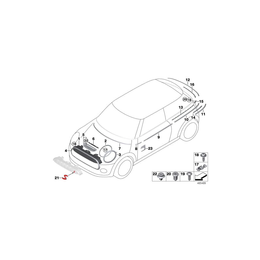 Genuine BMW Mini 51357322528 F55 Molding, Side Panel, Rear Right (Inc. Cooper, One First & Cooper D)