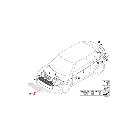 Genuine BMW Mini 51357322528 F55 Molding, Side Panel, Rear Right (Inc. Cooper, One First & Cooper D)