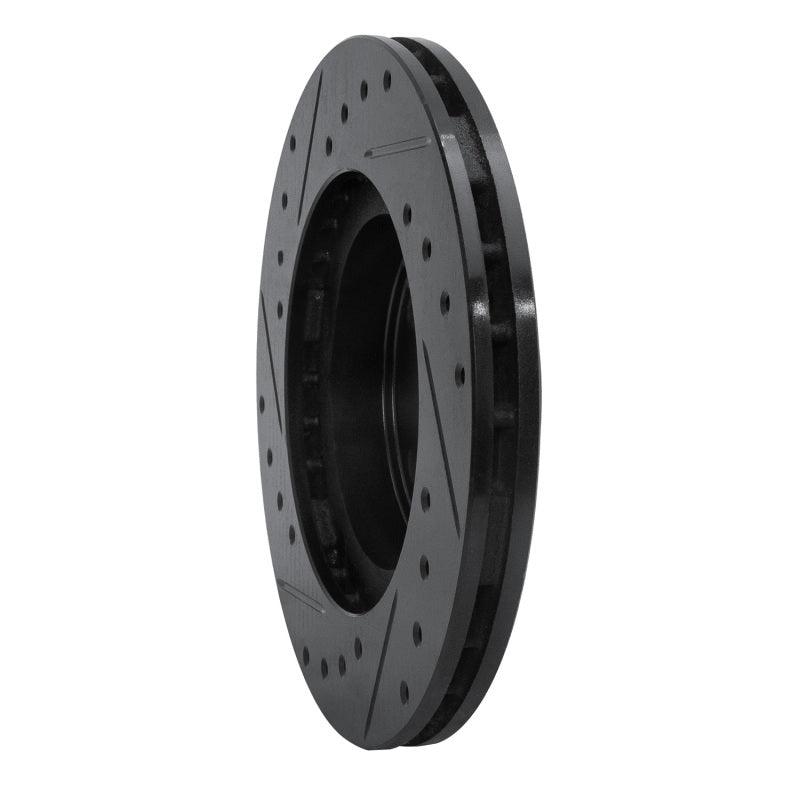 R1 Concepts R1 86-89 Toyota Celica Front Right Drilled & Slotted Black Brake Rotor