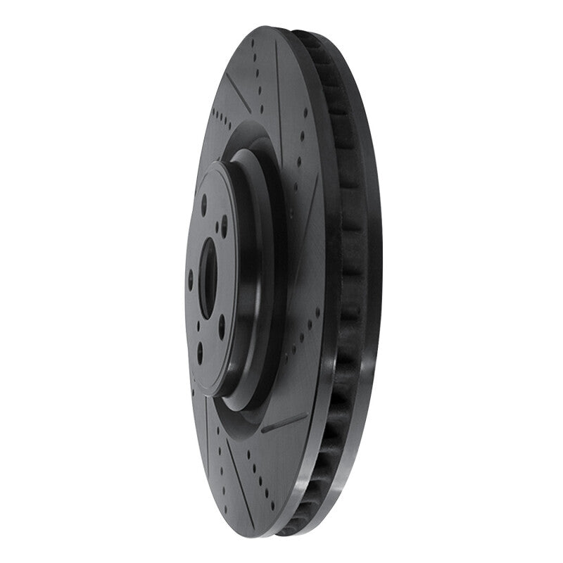 R1 Concepts R1 10-17 Lexus LS460 Left Front Drilled & Slotted Black Brake Rotor