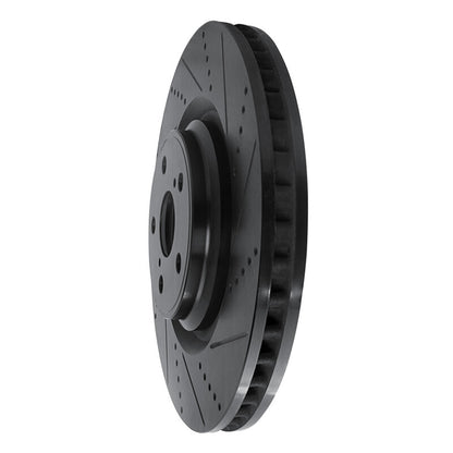 R1 Concepts R1 10-17 Lexus LS460 Left Front Drilled & Slotted Black Brake Rotor