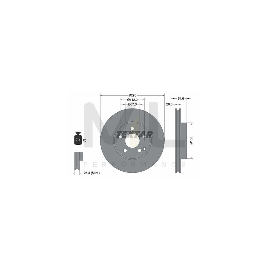 TEXTAR PRO 92115103 Brake Disc Internally Vented, Coated, without wheel hub, without wheel studs  - 1 piece