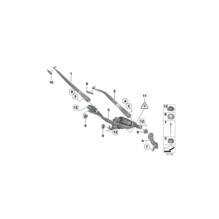 Genuine BMW 61617182594 F01 F04 F02 Wiper Arm, Passenger's Side (Inc. Hybrid 7, 730d & 760Li)