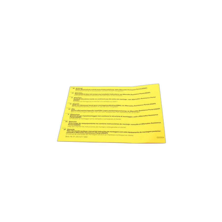Genuine BMW 01290017969 E30 E32 Stick-On Label EBA-AUFKL. GELB (Inc. 324td)