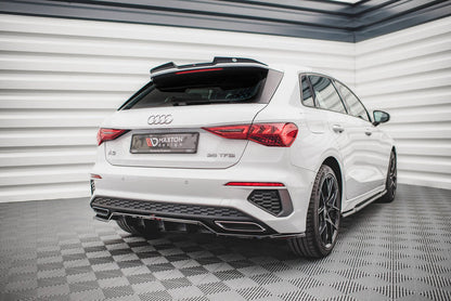 Maxton Design Audi A3 S-Line Sportback 8Y Central Rear Splitter (with vertical bars)