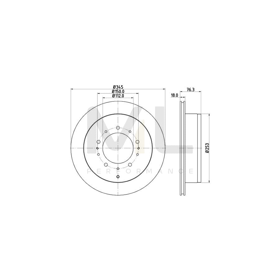 HELLA PRO 8DD 355 116-331 Brake Disc Internally Vented, Coated, without wheel hub, without wheel studs | ML Performance Car Parts