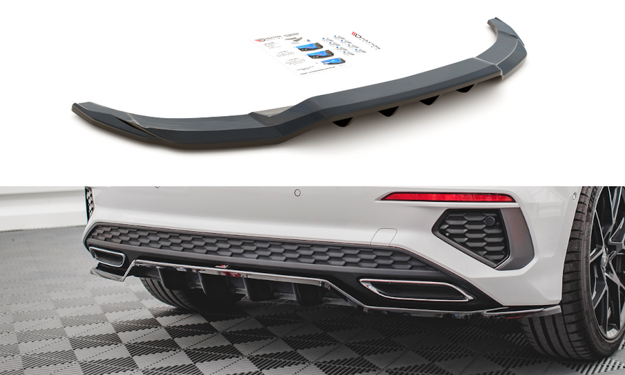 Maxton Design AU-A3-8Y-SLINE-RD1T+RD2T Central Rear Splitter (with Vertical Bars) Audi A3 S-Line Sportback 8Y | ML Performance UK Car Parts