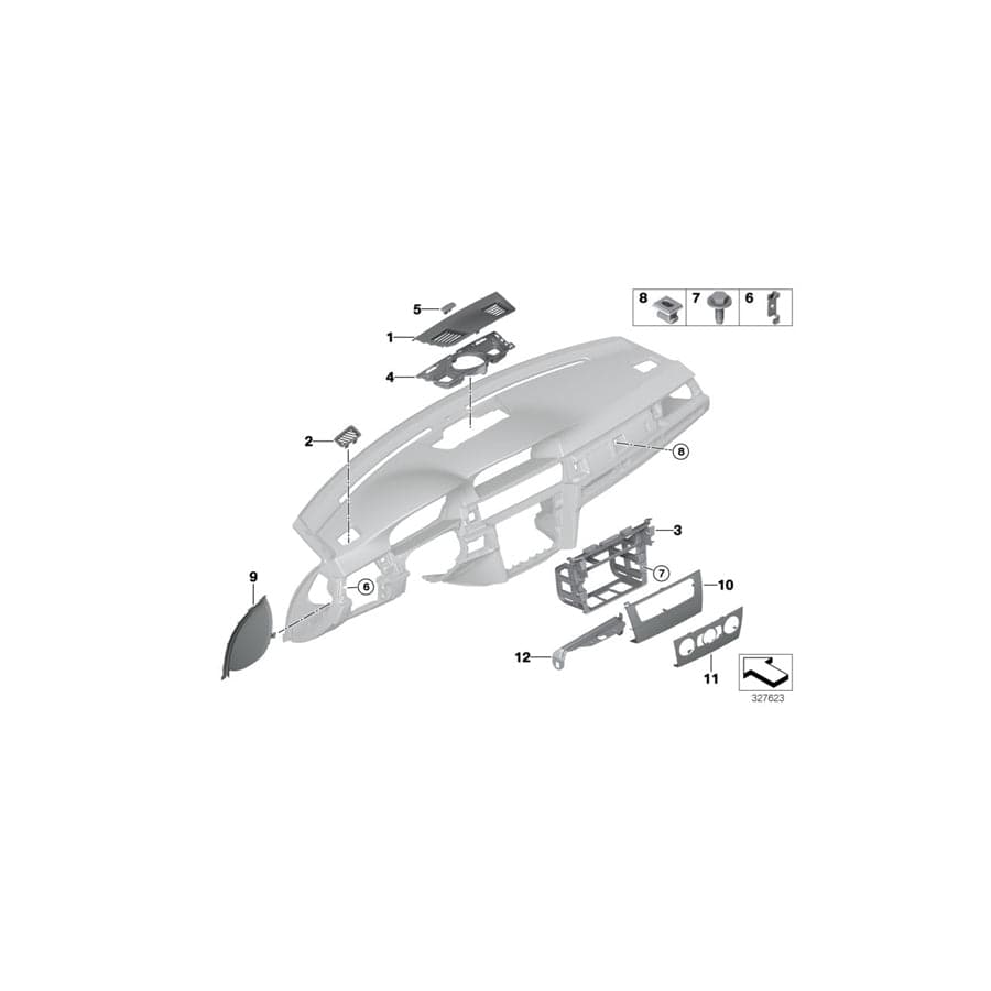 Genuine BMW 51457143603 E93 E91 Trim Panel, I-Panel, Outer Left SCHWARZ (Inc. 330d, M3 & 335d)