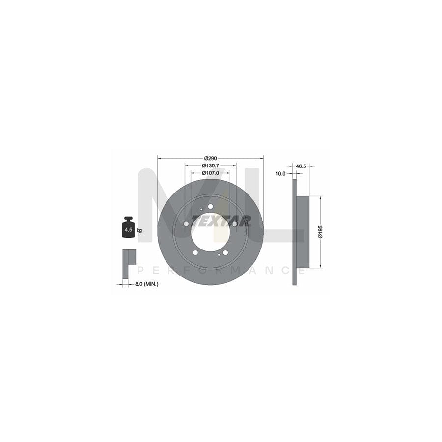TEXTAR 92066000 Brake Disc Solid, without wheel hub, without wheel studs  - 1 piece