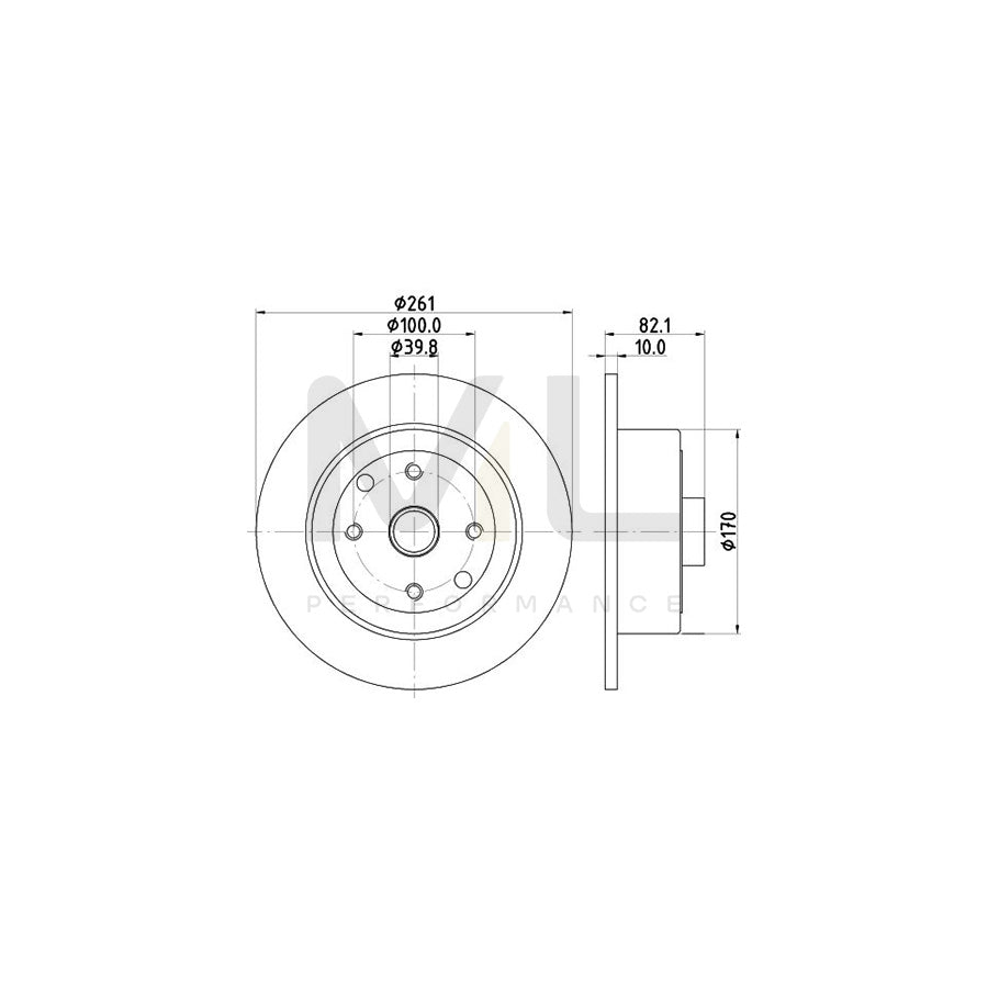 HELLA 8DD 355 101-671 Brake Disc Solid, with wheel hub, without wheel studs | ML Performance Car Parts