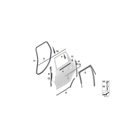 Genuine BMW Mini 51357322443 F55 Window Guide, Left Rear Door (Inc. One First, Cooper S & One)