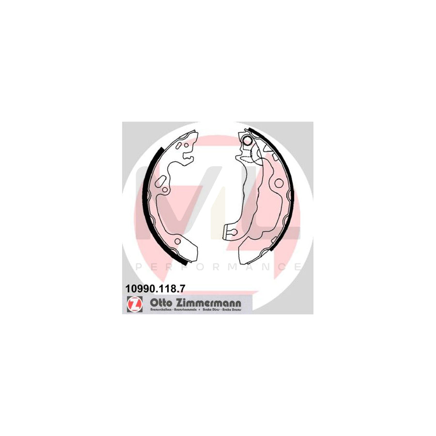 ZIMMERMANN 10990.118.7 Brake Shoe Set for FORD FOCUS Photo corresponds to scope of supply, with lever