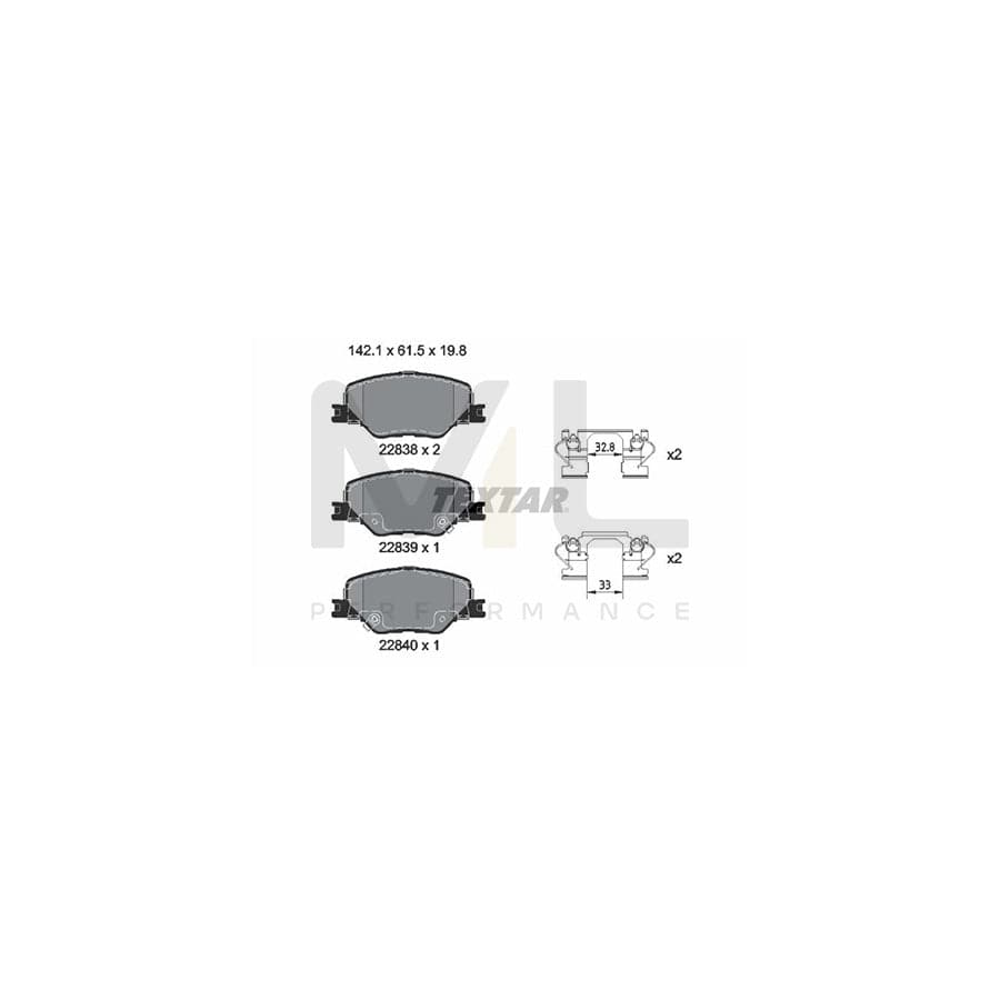 TEXTAR 2283801 Brake pad set with acoustic wear warning, with accessories