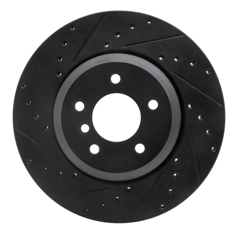 R1 Concepts R1 04-10 BMW 535I Rear Left Drilled & Slotted Black Brake Rotor