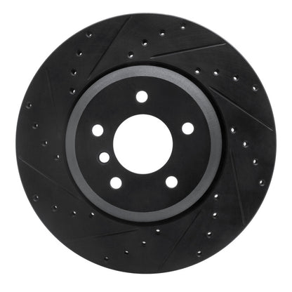 R1 Concepts R1 04-10 BMW 535I Rear Left Drilled & Slotted Black Brake Rotor