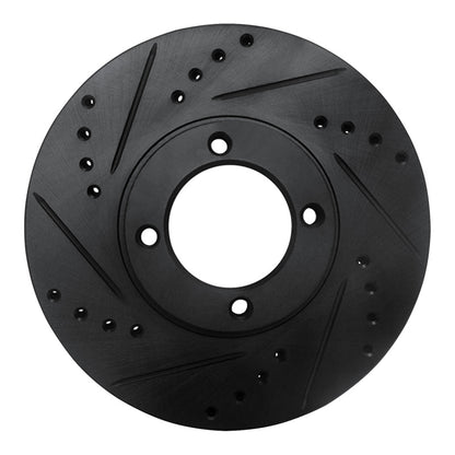 R1 Concepts R1 86-89 Toyota Van Front Left Drilled & Slotted Black Brake Rotor