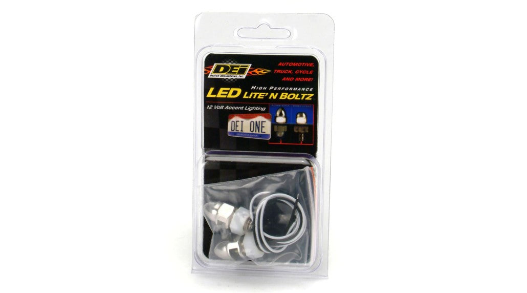 DEI 030311 LED LITE'N BOLTZ LED LITE'N BOLTZ LICENSE PLATE LIGHTING ACORN HEAD 2-PC POLISHED