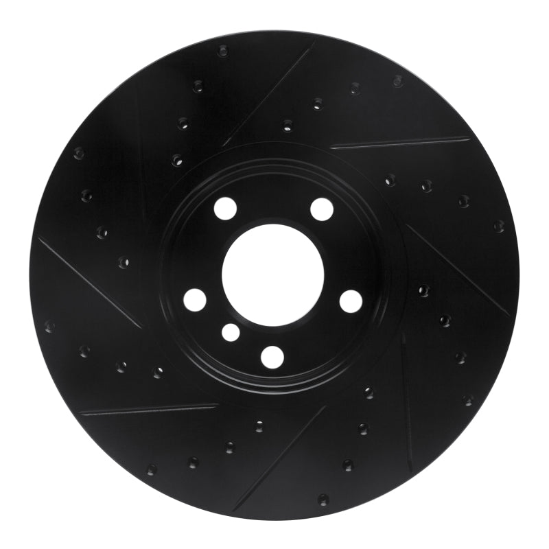 R1 Concepts R1 07-19 BMW X6 Front Right Drilled & Slotted Black Brake Rotor