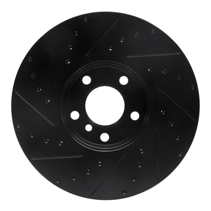 R1 Concepts R1 07-19 BMW X6 Front Right Drilled & Slotted Black Brake Rotor