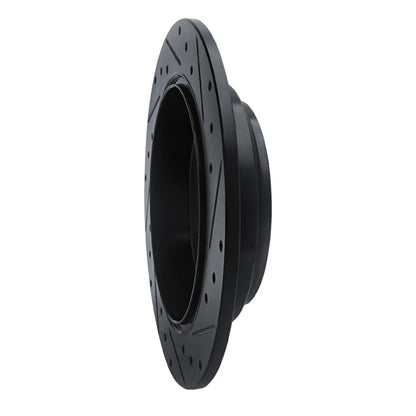 R1 Concepts R1 16-25 Honda Ridgeline Rear Left Drilled & Slotted Black Brake Rotor