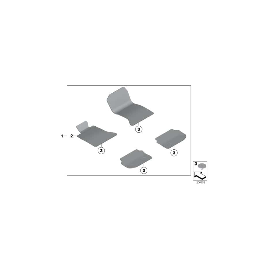 Genuine BMW 51477230445 F10 F11 Floor Mat Velours Driver Side EVERESTGRAU (Inc. 535i, Hybrid 5 & 530i)