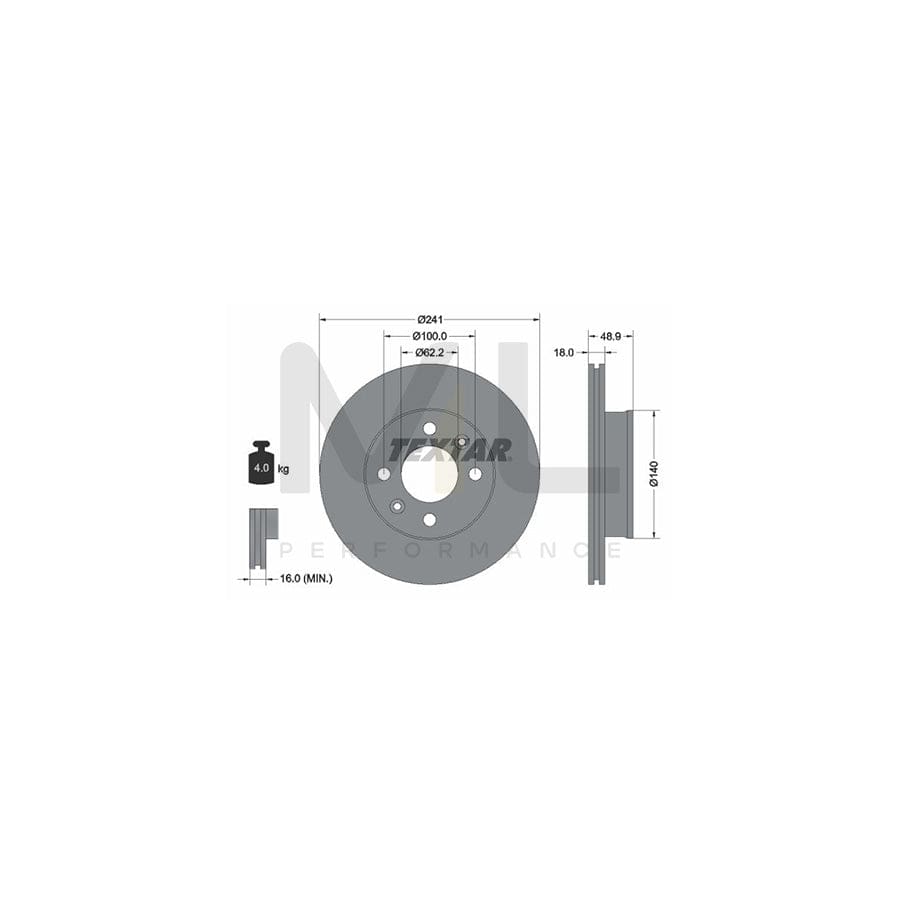 TEXTAR 92147100 Brake Disc Internally Vented, without wheel hub, without wheel studs  - 1 piece