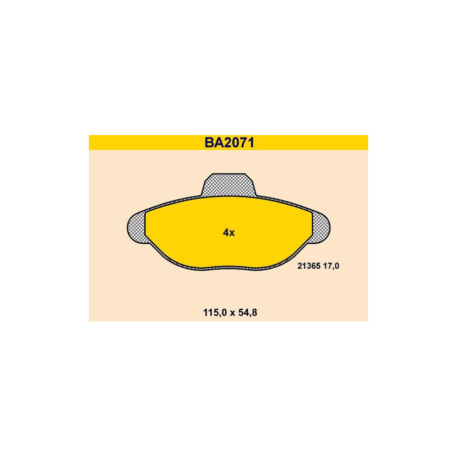 Barum Ba2071 Brake Pad Set for Fiat Cinquecento (170)