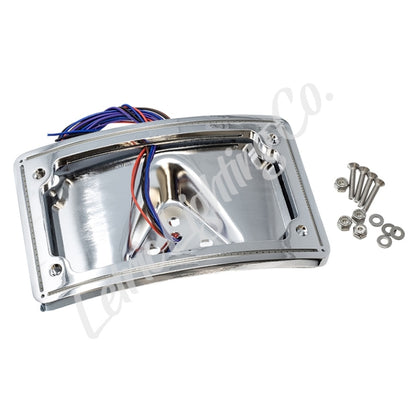 Letric Lighting  Custom Hard Wire Perfect Plate Light Chrome Curved License Plate Frame - Universal