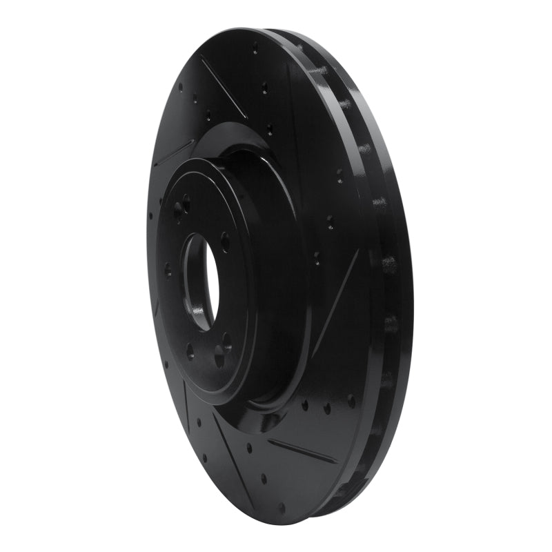 R1 Concepts R1 18-22 Genesis G70 Front Right Drilled & Slotted Black Brake Rotor