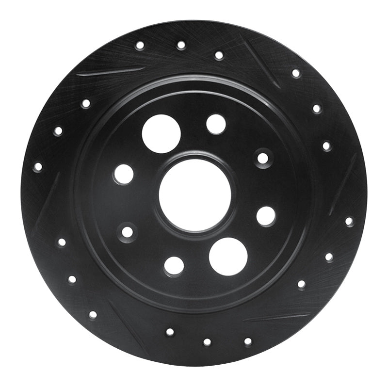 R1 Concepts R1 86-89 Acura Integra Rear Right Drilled & Slotted Black Brake Rotor