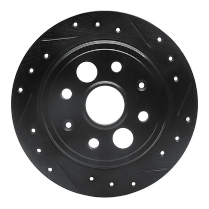 R1 Concepts R1 86-89 Acura Integra Rear Right Drilled & Slotted Black Brake Rotor