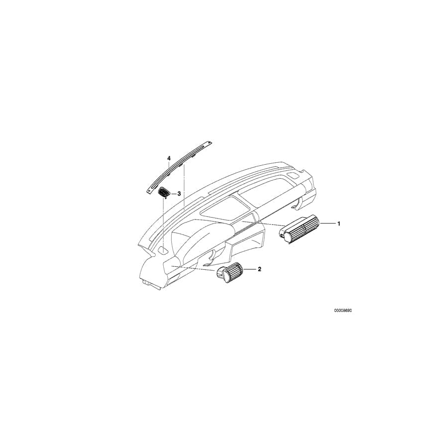 Genuine BMW 64228390217 E36 Fresh Air Grille, Left (Inc. 318ti, 318tds & 316g)