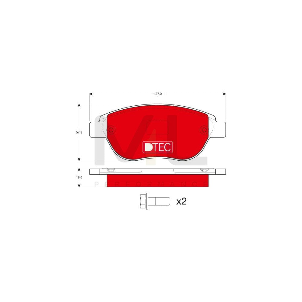 TRW Dtec Cotec Gdb1464Dte Brake Pad Set Not Prepared For Wear Indicator, With Brake Caliper Screws, With Accessories