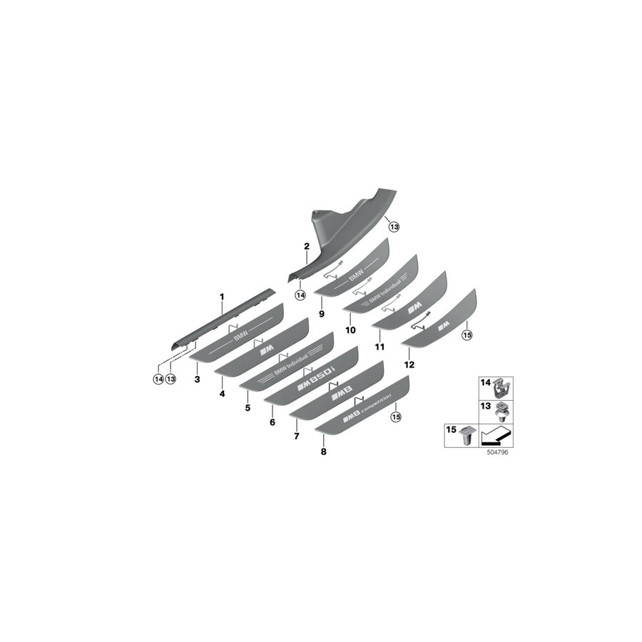 Genuine BMW 51479493081 F93 G16 Cover Strip, Interior Entrance ELFENBEINWEISS (Inc. 840dX, 840i & M8)