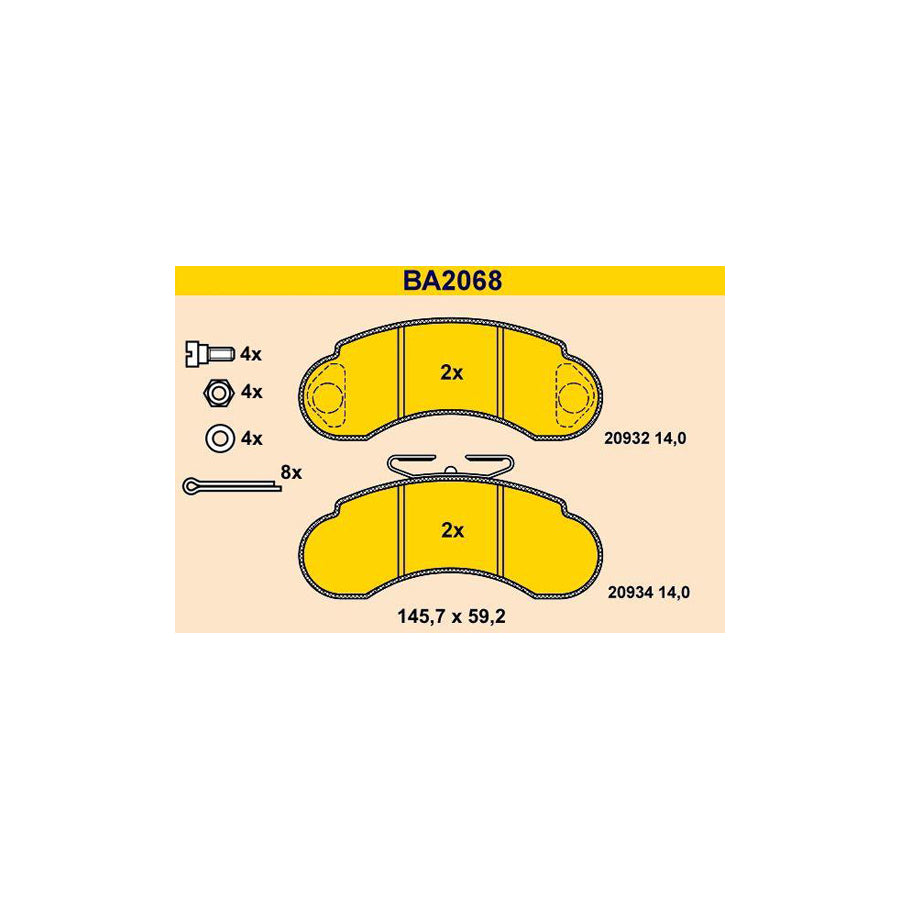 Barum Ba2068 Brake Pad Set Suitable for Mercedes-Benz 100