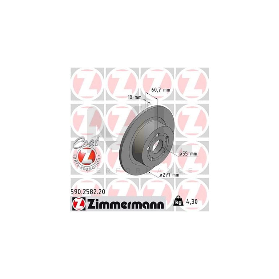 ZIMMERMANN COAT Z 590.2582.20 Brake Disc for TOYOTA AVENSIS Solid, Coated, High-carbon  - 1 piece