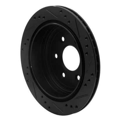 R1 Concepts R1 05-25 Nissan Frontier Rear Left Drilled & Slotted Black Brake Rotor